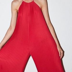 Zara Red Jumpsuit Wide Leg XL